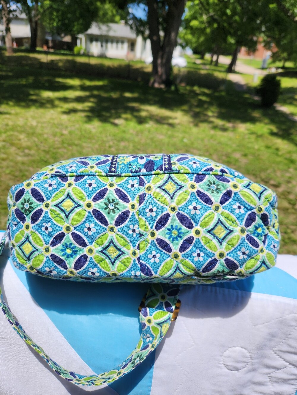 Vera Bradley Blue Green Floral Quilted Shoulder Bag - Picture 11 of 13